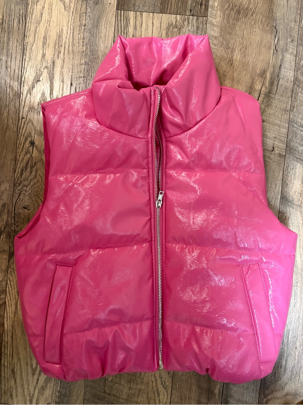 Ambiance Shiny Hot Pink Puffer Vest